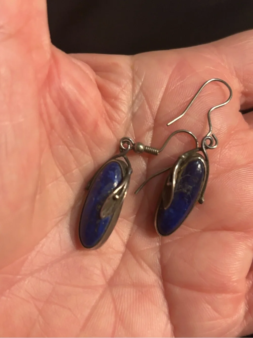 Sterling Silver Lapis Lazuli Drop Earrings - Deep Blue